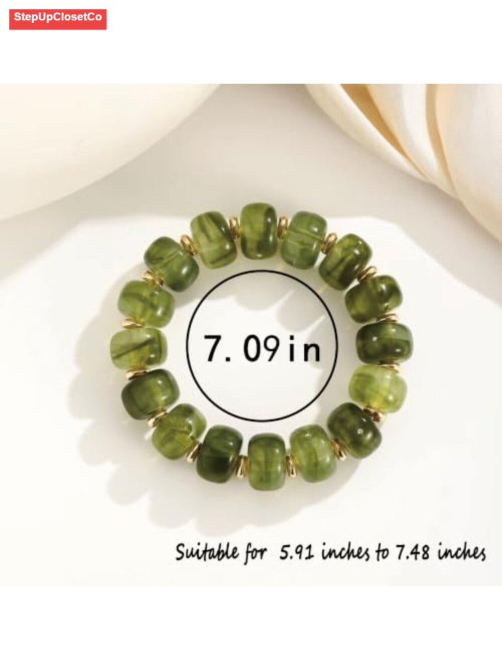 Chunky Acrylic Beaded Bracelets for Women Bohemian Stretch Set of 4 - Picture 4 of 6